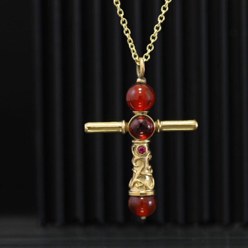Second Brave Cross necklace in sterling silver and gold plated. <br>
