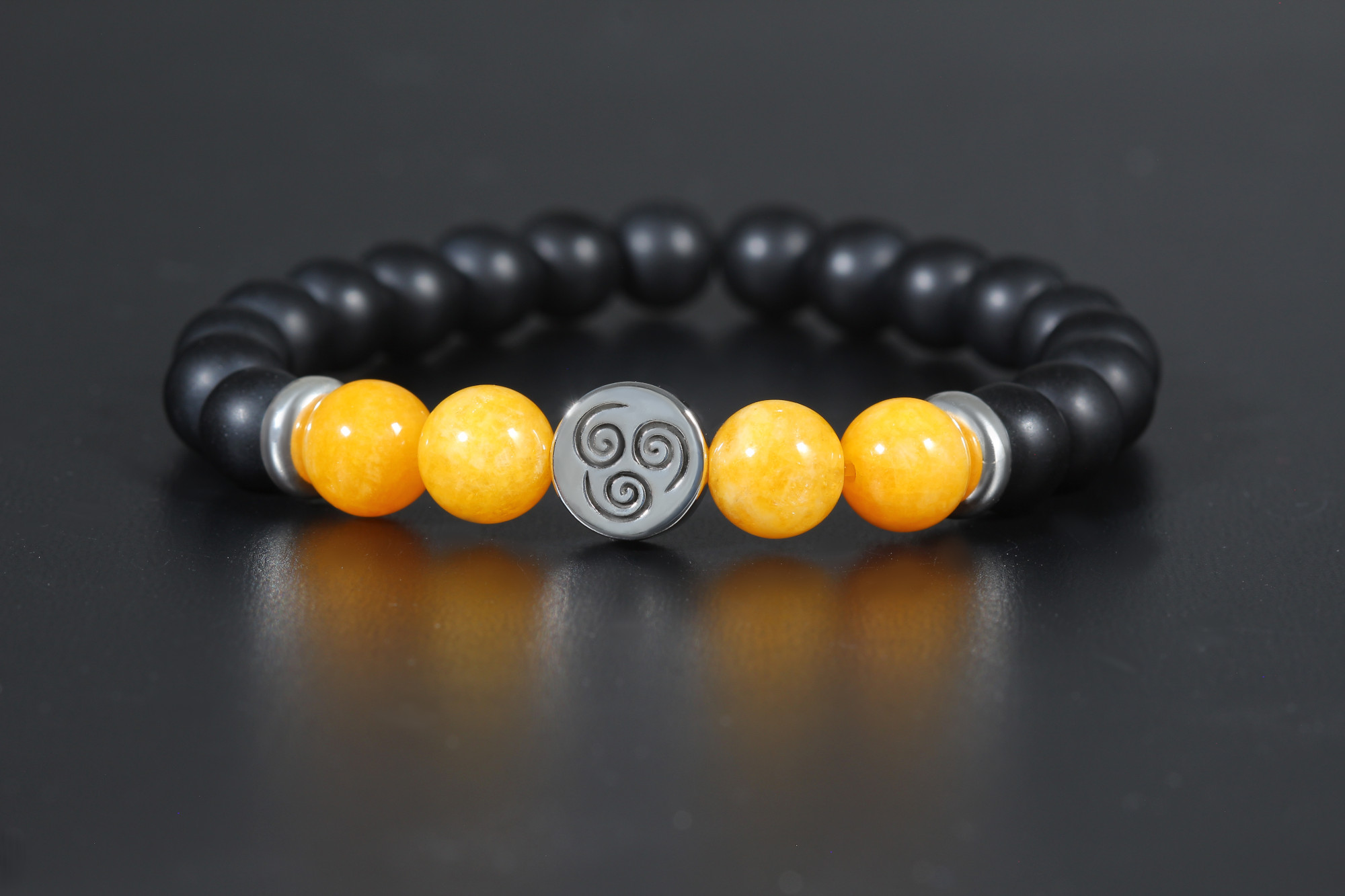 Pulsera del elemento Aire hecha en plata de ley, ónice y ágata