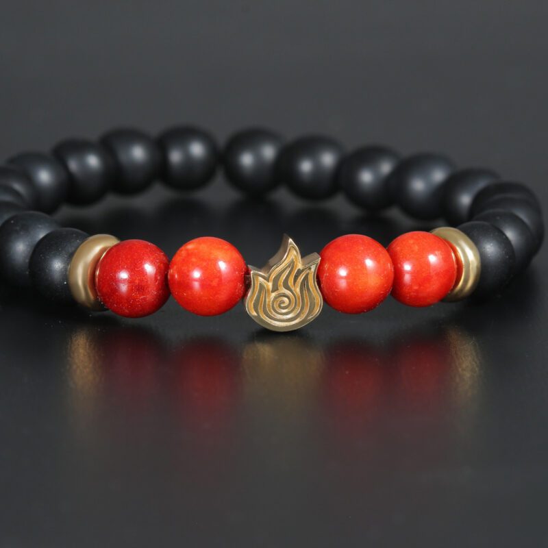 Pulsera del elemento Fuego hecha en plata de ley, ónice y ágata