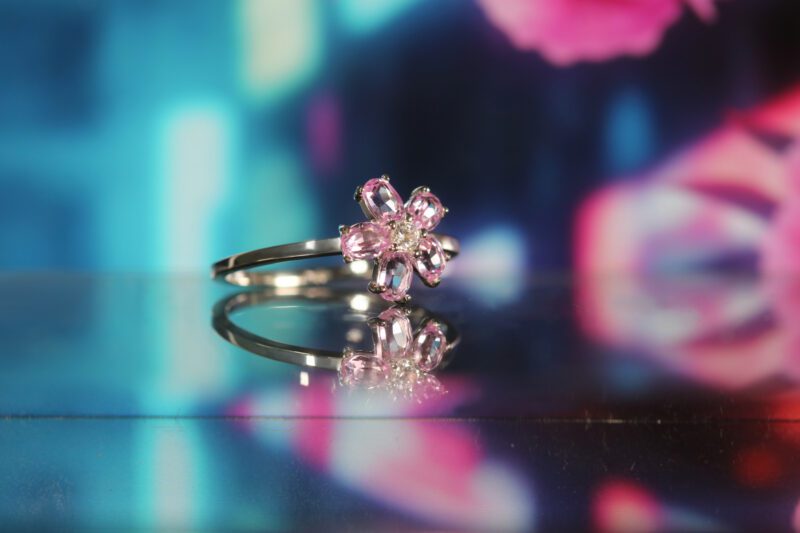 Handmade ring with a sakura flower
