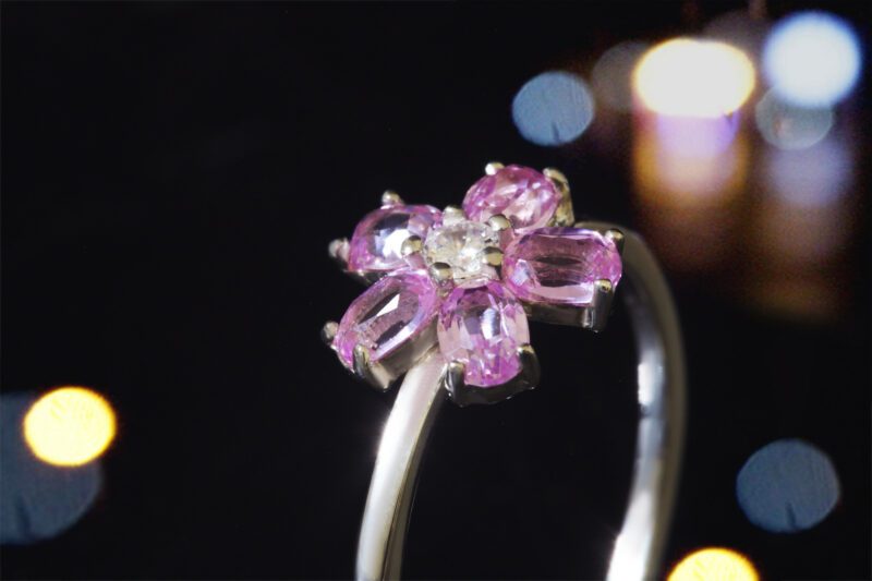 Handmade ring with a sakura flower